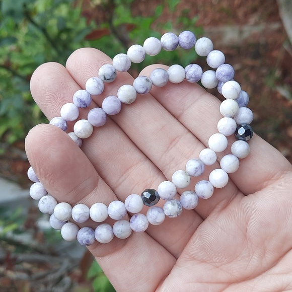 6mm Purple Marbling Stone Bracelet - Picture 3 of 4